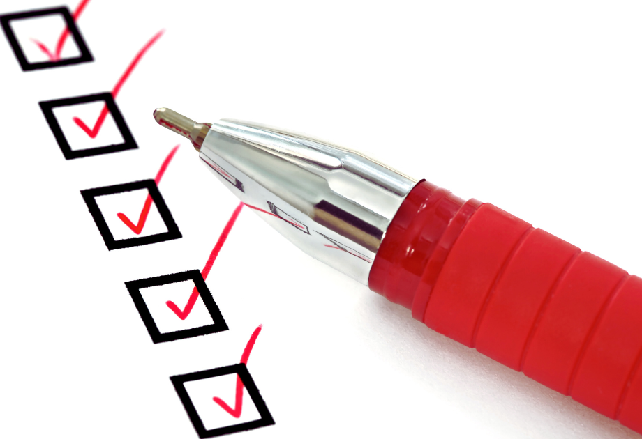 checklist with red pen